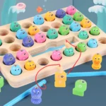 Wooden magnetic fishing toy, baby concentration training game