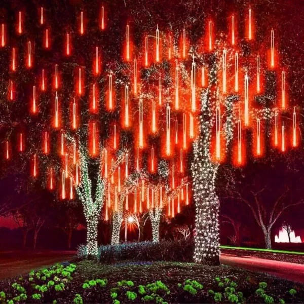 Meteor Shower Atmosphere Light Dripping Icicle Lights LED Solar Outdoor Christmas and New Year Decoration Courtyard Street Light Colorful Strip